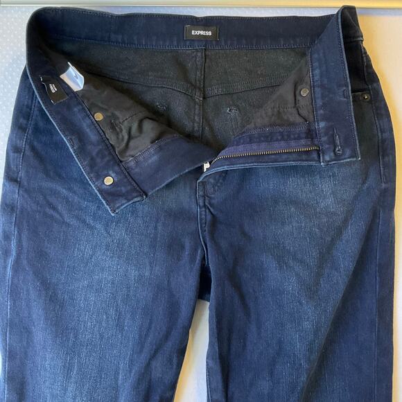 Express Women Skinny Jeans size 10S Dark Blue High Rise Stretch Boot Cut - Picture 2 of 12